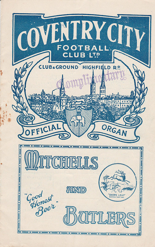 <b>Saturday, April 2, 1932</b><br />vs. Coventry City (Away)